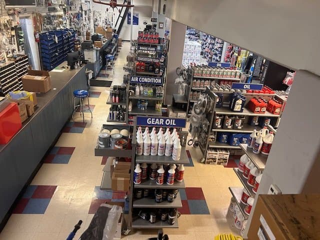 Truck parts on shelves